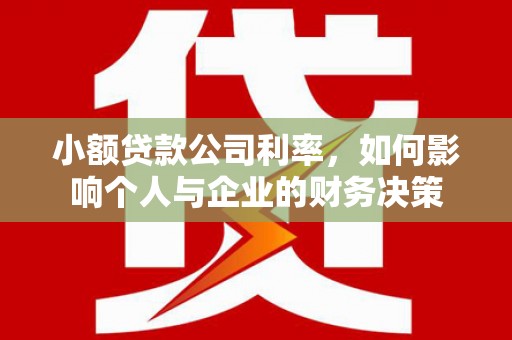 马龙小额贷款公司利率，如何影响个人与企业的财务决策